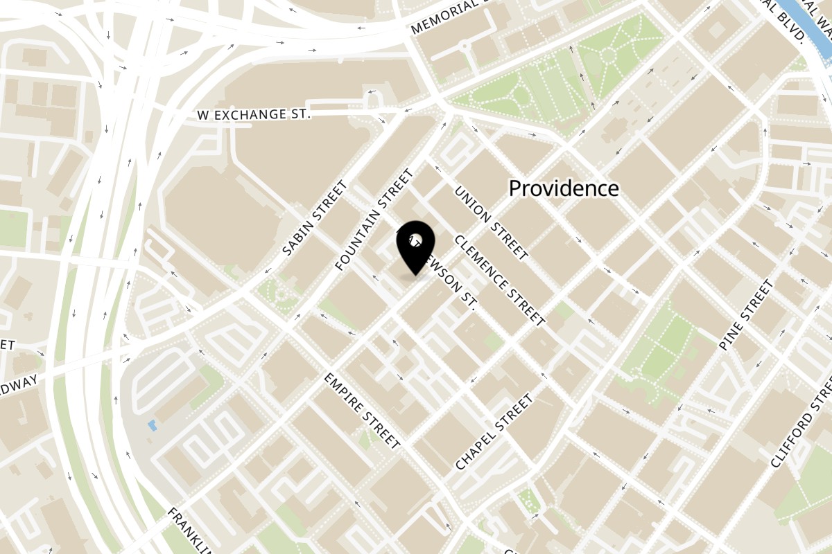 Map showing the location of Viva Mexico Cantina & Grill on 129 Washington St in Providence